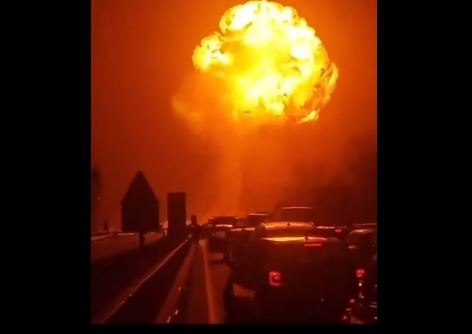 Explosion at Italian Highway Rest Stop Ignites Truck in Flames