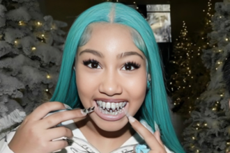 Kim Kardashian’s Daughter North Poses With Blue Hair and Diamonds